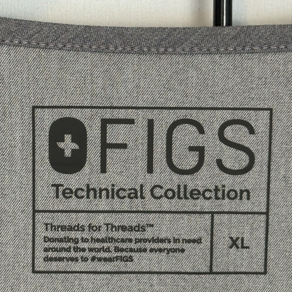 Figs Scrubs Technical Collection Short Sleeve Top Womens XL Charcoal Gray - Picture 4 of 10